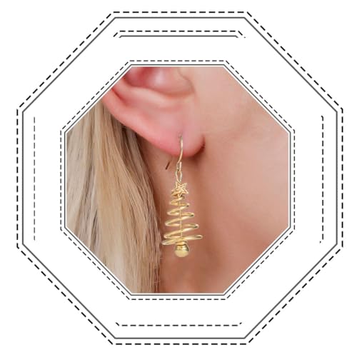 Jovono Weihnachtliche baumelnde Ohrringe, Weihnachtsmann-Baum-Ohrringe, Schneeflocken-Ohrreifen für Frauen, Kunststoff von Jovono