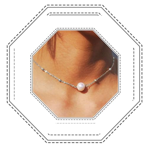 Jovono zierliche perle anhänger halsketten mode perlen choker halskette kette schmuck für frauen und mädchen (silber) von Jovono