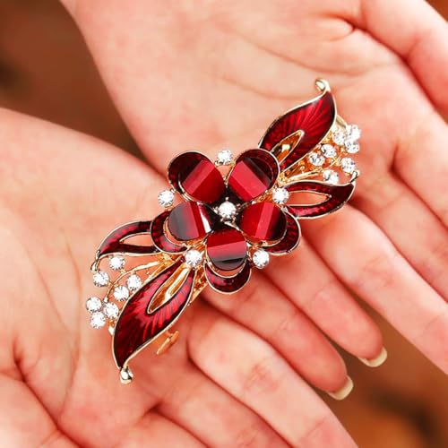 Jovono Hochzeits-Haarspange, Braut-Haarnadeln, Haarschmuck mit Blume, Kopfschmuck für Frauen (rot) von Jovono