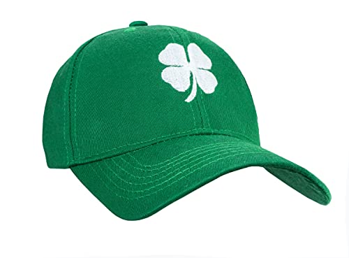 JowTreex St. Patrick's Day Baseballkappe mit 4 Blättern, Kleeblatt, verstellbare Stickerei, Kleeblatt, Unisex, Baseballkappe für Damen und Herren, grün, One size von JowTreex