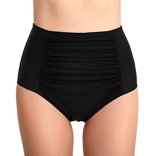 Joweechy Bikinihosen Damen schwarz Retro-Stil Bademode Bikinihose mit Hohem Bund Badeshorts Bikinislip Beachwear Strandbikini Unterhosen Sporthose(B3,L) von Joweechy