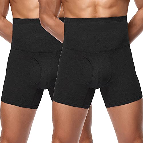 Joweechy Boxershorts Herren Hohe Taille Bauchweg Unterhose Dehnbar Baumwolle Figurformende Sports Trunks Retroshorts Unterwäsche B*2/2XL von Joweechy