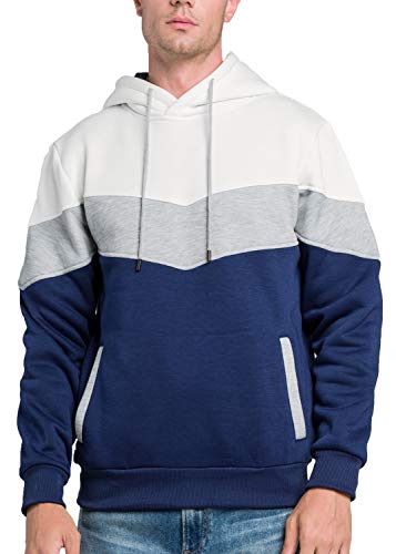 Joweechy Herren Kapuzenpullover Hoodie mit Kapuze Langarm Fleece Sweatshirt Tops mit Taschen Farbblock 90#WH-XL von Joweechy