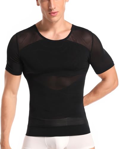 Unterhemd Herren Shapewear Gynäkomastie Kompression T-Shirt Sport Kurzarm Oberteil mit Enger Passform Sportunterhemden Funktionsunterwäsche Business Unterhemd,2XL,Schwarz Unterhemd Herren Shapewear Gynäkomastie Kompression T-Shirt Sport Kurzarm Oberteil mit Enger Passform Sportunterhemden Funktionsunterwäsche Business Unterhemd,2XL,Schwarz von Joweechy