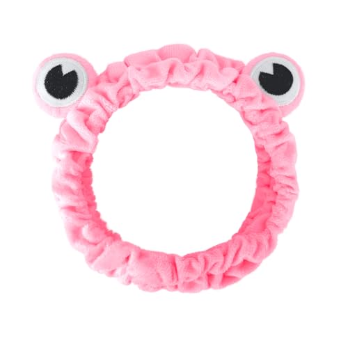 Jowmoy Rosarotes Froschaugen-Stirnband, elastisch, vielseitig für Spa, Hautpflege, Make-up, Gesichtswäsche, lustiges Geschenk für Frauen (1 Pack) von Jowmoy