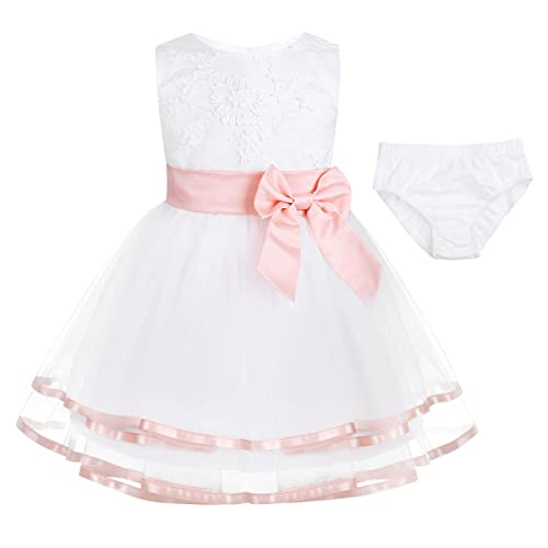 Jowowha Baby Mädchen Kleid Prinzessin Kleid Hochzeit Blumenmädchenkleid Taufkleid Festlich Partykleid Festzug Babybekleidung Gr.50-92 A Perle Rosa 50-56 von Jowowha