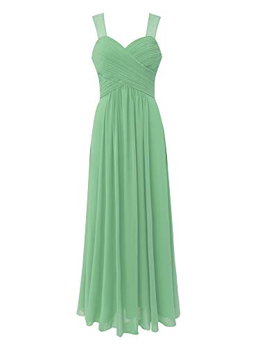 Jowowha Damen Kleider Spitzen Lange Brautjungfer Kleid Hochzeit Festlich Kleid Chiffon Abendkleid Partykleid Cocktailkleid 34-46 Hell Grün 34 von Jowowha