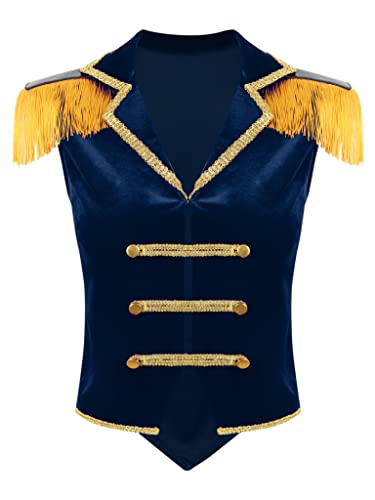 Jowowha Damen Zirkus Kostüm Zirkusdirektorin Uniform Samt Langarm Frack Jacke Blazer Mantel Ringmaster Weihnachten Karneval Show Kostüm H Dunkelblau S von Jowowha