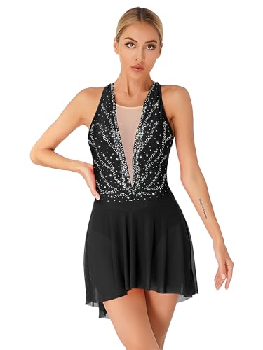 Jowowha Eiskunstlauf Kleid Damen Glitzer Tanzkleid Ballettkleid mit Strass Rollschuhkleid Latein Ballerina Tanzkostüm Wettbewerb Tanzkleidung Ae Schwarz L Jowowha Eiskunstlauf Kleid Damen Glitzer Tanzkleid Ballettkleid mit Strass Rollschuhkleid Latein Ballerina Tanzkostüm Wettbewerb Tanzkleidung Ae Schwarz L von Jowowha