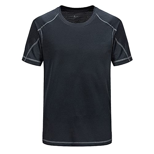 Jowowha Herren T-Shirt Sport Trikot Kurzarm Unterhemd Tops Fußball Shirt Gym Laufen Trainingsshirt Basketball Kleidung S-8XL A Dunkel Grau 7XL von Jowowha