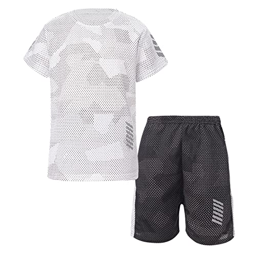 Jowowha Kinder Sport Kleidung Set Jungen Mädchen Sports Trikots Ärmellos/Kurzarm T-Shirt und Shorts Sport Trainingsanzug Fussball Basketball Kleidung L Weiß 146-152 von Jowowha