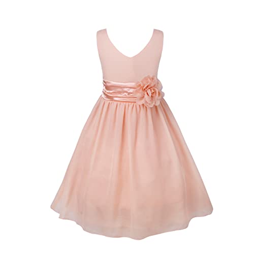 Jowowha Mädchen Kleid Prinzessin Kleid Hochzeit Blumenmädchenkleid Taufkleid Festlich Tutu Kleid Sommer Partykleid Abendkleid Gr.92-176 A Koralle Rosa 146-152 von Jowowha