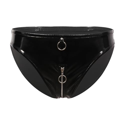 Jowowha Wetlook String Damen Ouvert Slip Panties Tanga Lack Leder Schwarz Frauen Höschen Sexy Dessous Erotik Unterwäsche Ab Schwarz L von Jowowha