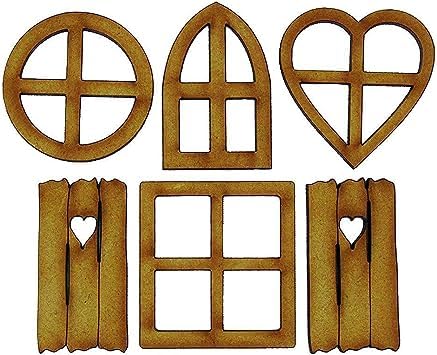 6PCS Holz Feengartentür Blank Tür Unvollendet Elf Fenster Feenhaus Tür und Fenster Ornamente Baum Statuen für Baumstamm Hof Dekoration Miniatur Garten Figuren von Jowxsx