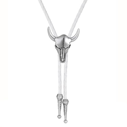 Joxevyia Bolo-Krawatte mit Pferdemotiv, Western-Krawatte für Männer und Frauen, verstellbare braune Lederkordel, Laufpferd, Bola-Krawatte, Bolo-Krawatte, Platin-Silber, Bulle, Weiß, adjuatable Joxevyia Bolo-Krawatte mit Pferdemotiv, Western-Krawatte für Männer und Frauen, verstellbare braune Lederkordel, Laufpferd, Bola-Krawatte, Bolo-Krawatte, Platin-Silber, Bulle, Weiß, adjuatable von Joxevyia