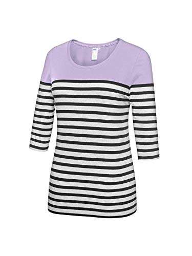 Joy Sportswear Veronika 3/4-Shirt für Damen mit tailliertem Schnitt, Sportshirt mit 3/4-Ärmeln und Rundhalsausschnitt für das Training oder die Freizeit 42, Viola Stripes von Joy Sportswear