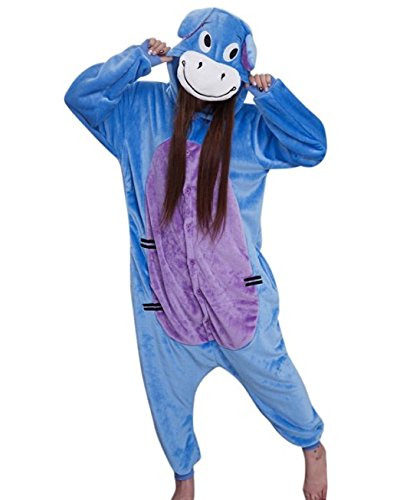 Joy Start Erwachsene Onesie Tier Pyjamas Unisex Karneval Halloween Cosplay Kostüm Nachtwäsche (Donkey, Large) von Joy Start