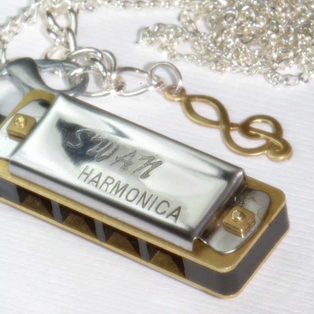 Arbeiten Mundharmonika Halskette Musik-Liebhaber Teenager Sänger Geschenk Rockabilly Rock Rocker Blues Land Gastgeschenk Silber Gold von JoyDVshop