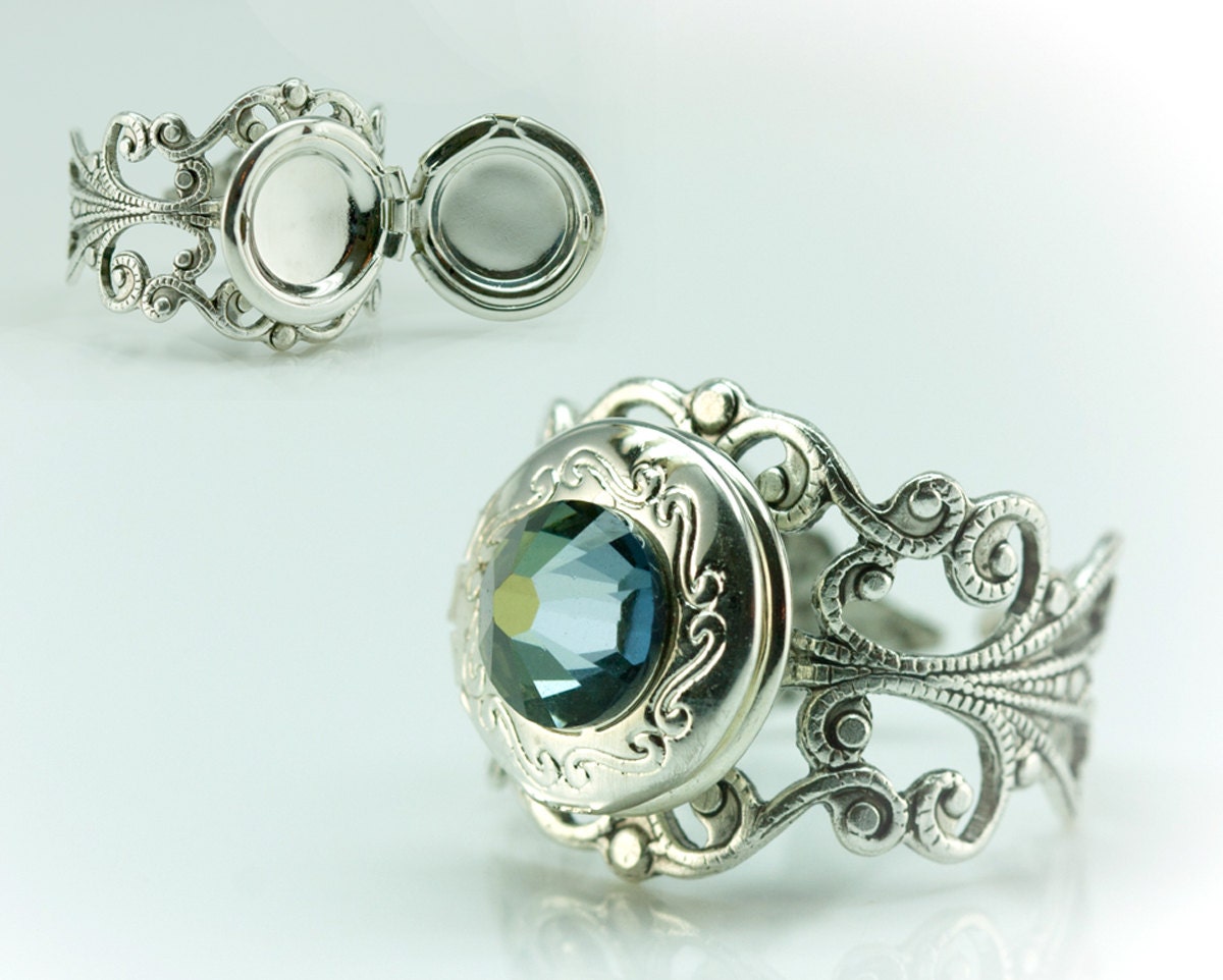 Gift-Ring. Silber Locket Ring Größe 4 Bis 14. Swarovski Crystal Jewel Verschiebt Farben. 4.5 5.5 6.6 7 7.5 8 8.5 9.5 10.5 11.5 12.5 von JoyDVshop