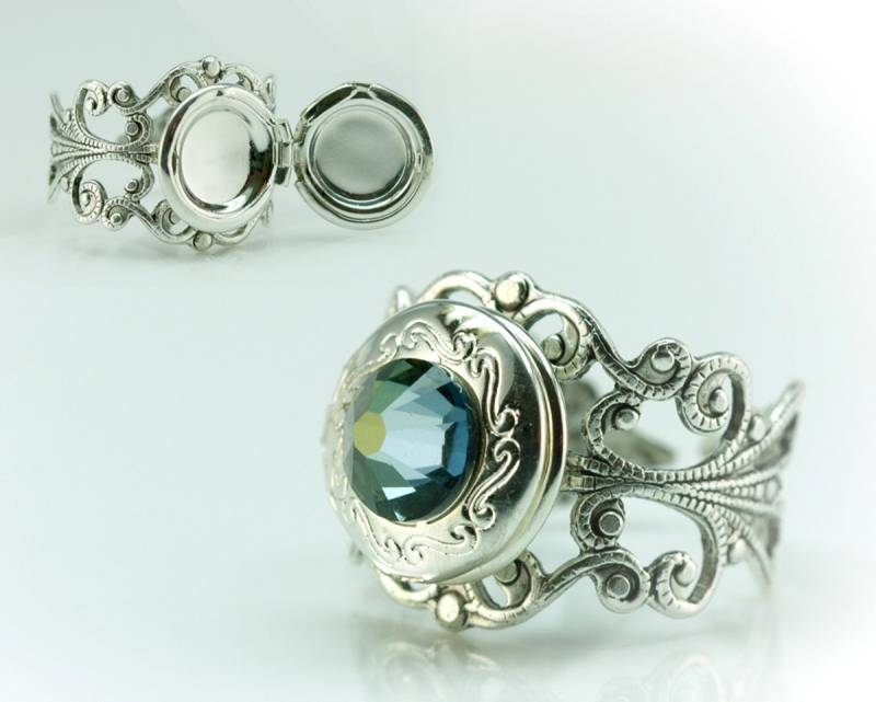 Locket Silber Ring, Verstellbar. Geschenke Für Sie. Swarovski Kristall Schiebt Die Farben Blau. Daumenring Giftring. Teenager Geschenk. Bestes Locket Silber Ring, Verstellbar. Geschenke Für Sie. Swarovski Kristall Schiebt Die Farben Blau. Daumenring Giftring. Teenager Geschenk. Bestes von JoyDVshop