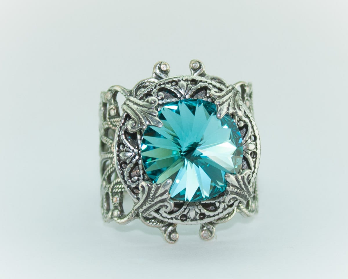 Ring Türkis Dezember Geburtsstein Swarovski Kristall Blau Türkis Verlobung Brautjungfer Geschenk Casual Oder Formelle Mode von JoyDVshop