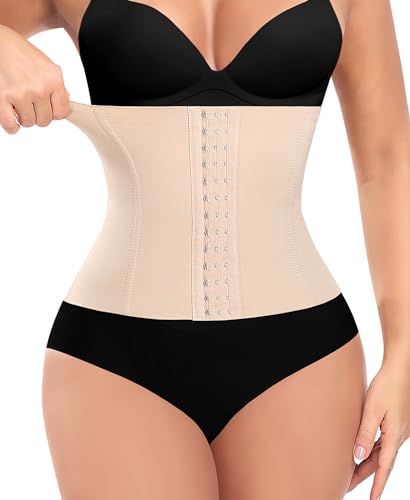 JoyGirl Damen Shapewear Korsett Bauchweg Body Shaper Waist Trainer Corset Shapewear Formend Stark Taillenformer Corsage Waist Training Cincher(#1 Beige-Höhe 24.5CM, XS) von JoyGirl