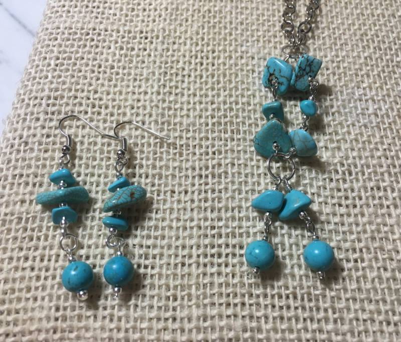 Einfache Türkis Perlen Halsketten Set von JoyOfDixieDesigns