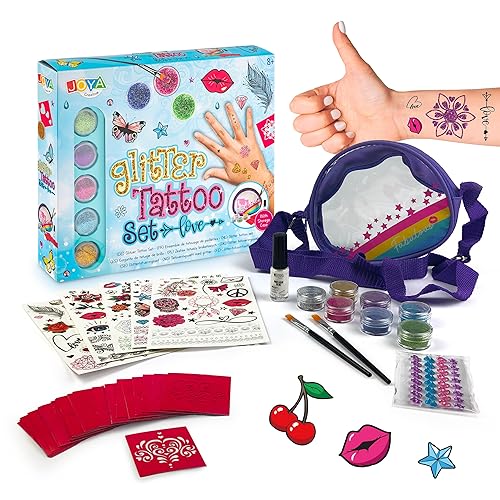 JOYA CREATIVE XXL Glitzer-Tattoo-Set – wiederverwendbare Glitzer-Tattoos mit 7 Farben und 36 Schablonen – ultimatives Tattoo-Set für Kinder – perfekt für Partys, Kostümpartys und Festivals JOYA CREATIVE XXL Glitzer-Tattoo-Set – wiederverwendbare Glitzer-Tattoos mit 7 Farben und 36 Schablonen – ultimatives Tattoo-Set für Kinder – perfekt für Partys, Kostümpartys und Festivals von Joya Creative