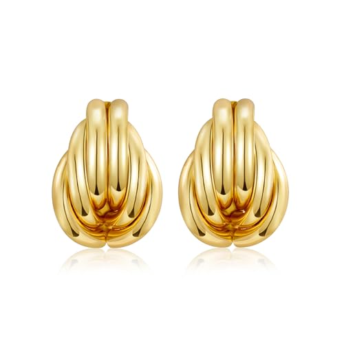 14 Karat vergoldete, klobige Goldohrringe, geometrische Tropfenohrringe für Frauen, große Creolen, goldene Statement-Ohrringe, hypoallergene Modeohrringe, Schmuck von Joya Love