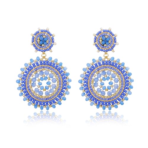 Blaue Perlenohrringe für Frauen, Statement-Sommer Strand-Bohemia Ohrringe als Geschenk, Lehrertag von Joya Love