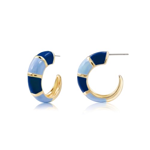 Blaue Licht Creolen für Damen, Vergoldete Sommer Statement Ohrringe im Trendy von Joya Love