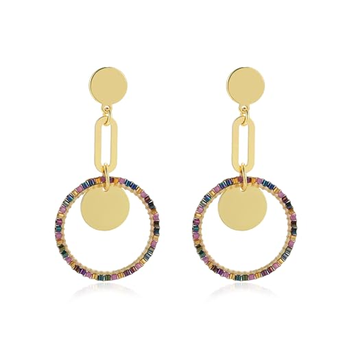 Bunt Boho Ohrringe Hängend Rocailles-Perlen Creolen Exquisite Statement Ohrringe Dame Somme Stockholm Style Schmuck von Joya Love