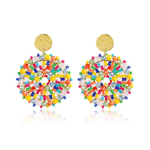 Bunt Große Ohrringe für Damen, Bohemien Stil, kleine Hirseperlen Sommer Strand handgemachte Perlen Schmuck Ohrringe Bunt Große Ohrringe für Damen, Bohemien Stil, kleine Hirseperlen Sommer Strand handgemachte Perlen Schmuck Ohrringe von Joya Love