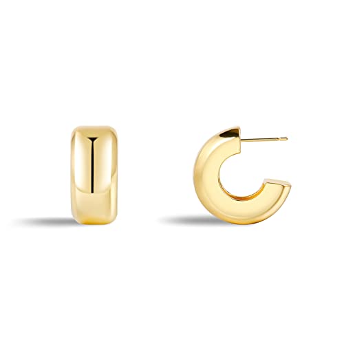 Goldene Creolen, 14 Karat Echtgold plattiert, klobige kleine Creolen für Frauen, leichte Schmuckgeschenke Goldene Creolen, 14 Karat Echtgold plattiert, klobige kleine Creolen für Frauen, leichte Schmuckgeschenke von Joya Love