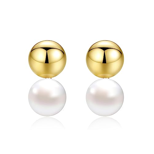 Goldperlenohrringe für Frauen, Statement, schlichter Tropfen, baumelnder Süßwasser-Ohrstecker, Brautschmuck mit kleinen Perlen für Frauen von Joya Love