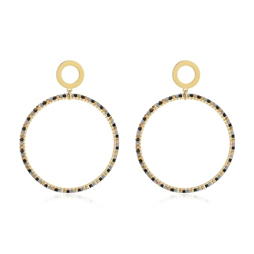 Grau Boho Sommer Statement Ohrringe Damen Große Creolen Handgefertigte Leichte Ohrringe Schmuck Grau Boho Sommer Statement Ohrringe Damen Große Creolen Handgefertigte Leichte Ohrringe Schmuck von Joya Love