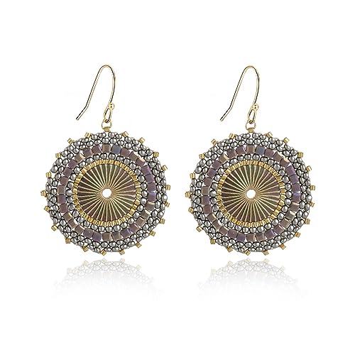 Graue Perlen-Ohrringe für Damen, Sommer, Strand, handgefertigte Perlen, Bohemia-Creolen, baumelnde für Mädchen, Glas, Ohne Edelstein Graue Perlen-Ohrringe für Damen, Sommer, Strand, handgefertigte Perlen, Bohemia-Creolen, baumelnde für Mädchen, Glas, Ohne Edelstein von Joya Love