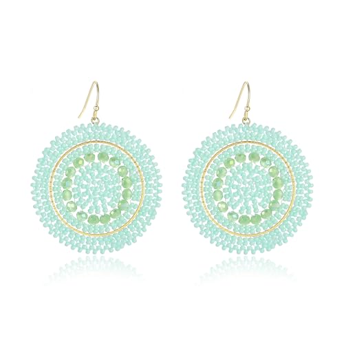 Grün Strand Ohrringe für Damen, Kristalle Glasperlen, Groß Baumelnd Handgefertigt Bohemia Statement Boho Ohrringe Sommer Grün Strand Ohrringe für Damen, Kristalle Glasperlen, Groß Baumelnd Handgefertigt Bohemia Statement Boho Ohrringe Sommer von Joya Love