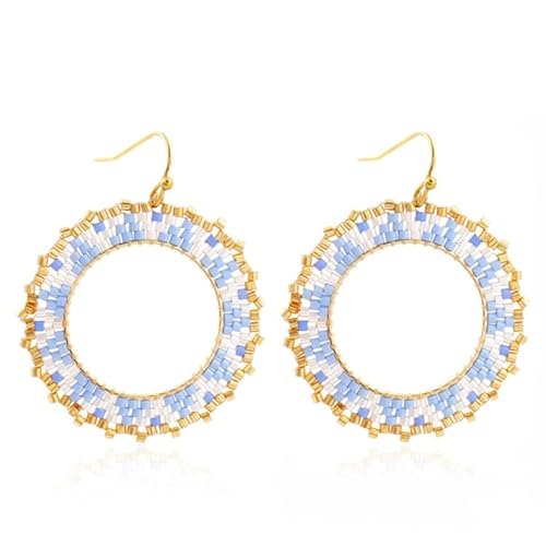 Hellblau Bunte Perlenohrringe im Boho-Stil für Damen, Sommer-Strand-Handarbeit, Hoop-Geschenk-Ohrringe von Joya Love