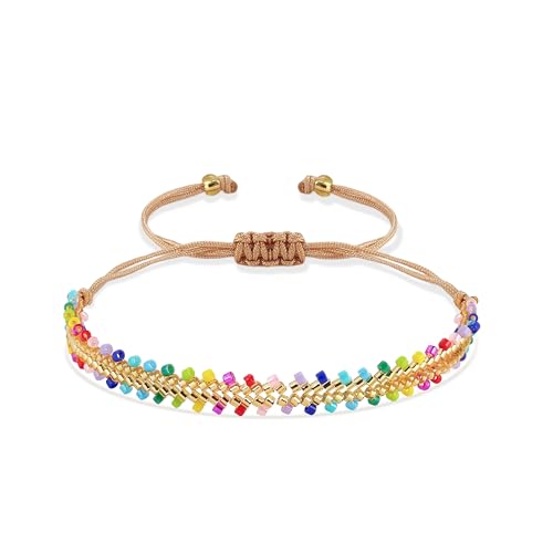 Joya Love Bunt Exquisites Freundschaftsarmband für Damen, Surfer-Geschenk, Bohemian-Statement-Muster, Rocailles-Perlen, handgefertigt, verstellbares Armband Joya Love Bunt Exquisites Freundschaftsarmband für Damen, Surfer-Geschenk, Bohemian-Statement-Muster, Rocailles-Perlen, handgefertigt, verstellbares Armband von Joya Love