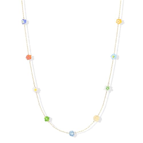 Joya Love Bunte Mini-Gänseblümchen-Halskette für Damen, wasserdicht, Edelstahl, exquisites, trendiges Modeschmuck von Joya Love
