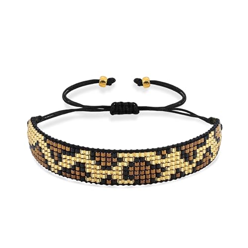 Joya Love Damen Armband Surfer Geschenk Leopardenmuster Böhmisches Statement-Muster Rocailles Verstellbar Handgefertigtes Armband mit Wildmuster Joya Love Damen Armband Surfer Geschenk Leopardenmuster Böhmisches Statement-Muster Rocailles Verstellbar Handgefertigtes Armband mit Wildmuster von Joya Love