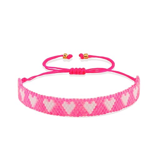 Joya Love Damen Rosa Armband Surfer Geschenk Liebe Herz Muster Rocailles Verstellbar Handarbeit Muster Boho Statement Handgelenk Elegantes Band Joya Love Damen Rosa Armband Surfer Geschenk Liebe Herz Muster Rocailles Verstellbar Handarbeit Muster Boho Statement Handgelenk Elegantes Band von Joya Love