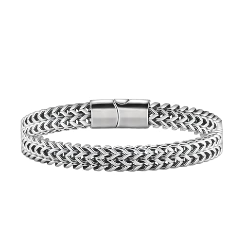Joya Love Doppelt gedrehte Kette Herren Armband Edelstahl Armbänder Retro-Hip-Hop-Mode als Geschenk für Ehemann Papa Sohn Bruder von Joya Love