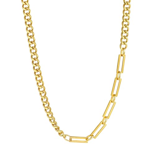 Joya Love Gold Edelstahl Halskette quadratische Kette Ring Kettenschloss kreative Kombination Metall Männer und Frauen beliebte Halskette Joya Love Gold Edelstahl Halskette quadratische Kette Ring Kettenschloss kreative Kombination Metall Männer und Frauen beliebte Halskette von Joya Love