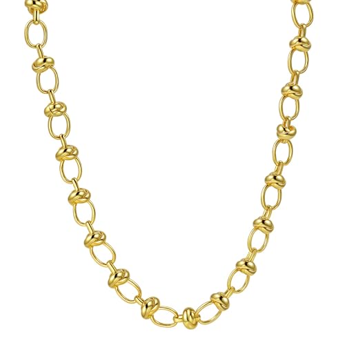 Joya Love Gold Edelstahl Halskette quadratische Kette Ring Kettenschloss kreative Kombination Metall Männer und Frauen beliebte Halskette von Joya Love