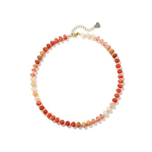Joya Love Halsketten mit roten Edelsteinperlen für Damen, trendiger Regenbogen-Naturstein, Boho-Kristall, handgefertigt, Edelstahl, wasserfest, Strang-Halsketten, Geschenk Joya Love Halsketten mit roten Edelsteinperlen für Damen, trendiger Regenbogen-Naturstein, Boho-Kristall, handgefertigt, Edelstahl, wasserfest, Strang-Halsketten, Geschenk von Joya Love