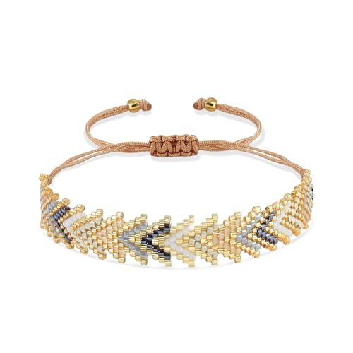 Joya Love Khakifarbenes Damenarmband, Statement-Surfer-Geschenk, Bohemian-Freundschaft, Fischgräten-Pfeilmuster, Rocailles-Perlen, handgefertigt, verstellbares Armband Joya Love Khakifarbenes Damenarmband, Statement-Surfer-Geschenk, Bohemian-Freundschaft, Fischgräten-Pfeilmuster, Rocailles-Perlen, handgefertigt, verstellbares Armband von Joya Love
