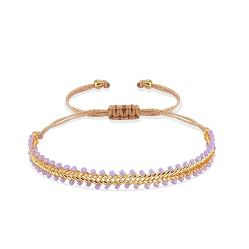 Joya Love Lila Exquisites Freundschaftsarmband für Damen, Surfer-Geschenk, Bohemian-Statement-Muster, Rocailles-Perlen, handgefertigt, verstellbares Armband Joya Love Lila Exquisites Freundschaftsarmband für Damen, Surfer-Geschenk, Bohemian-Statement-Muster, Rocailles-Perlen, handgefertigt, verstellbares Armband von Joya Love