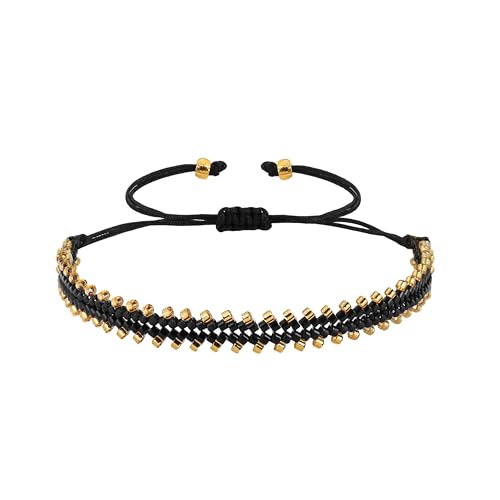 Joya Love Schwarz Exquisites Freundschaftsarmband für Damen, Surfer-Geschenk, Bohemian-Statement-Muster, Rocailles-Perlen, handgefertigt, verstellbares Armband Joya Love Schwarz Exquisites Freundschaftsarmband für Damen, Surfer-Geschenk, Bohemian-Statement-Muster, Rocailles-Perlen, handgefertigt, verstellbares Armband von Joya Love